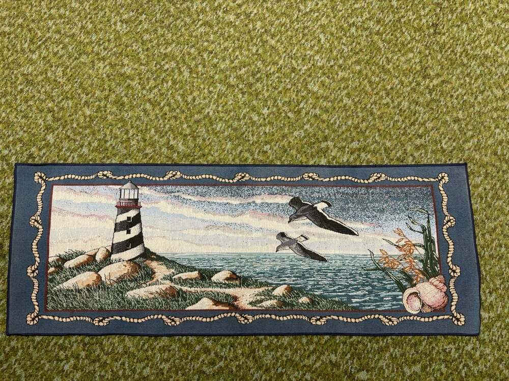 Nautical Lighthouse and Seagulls Woven Tapestry Table Runner